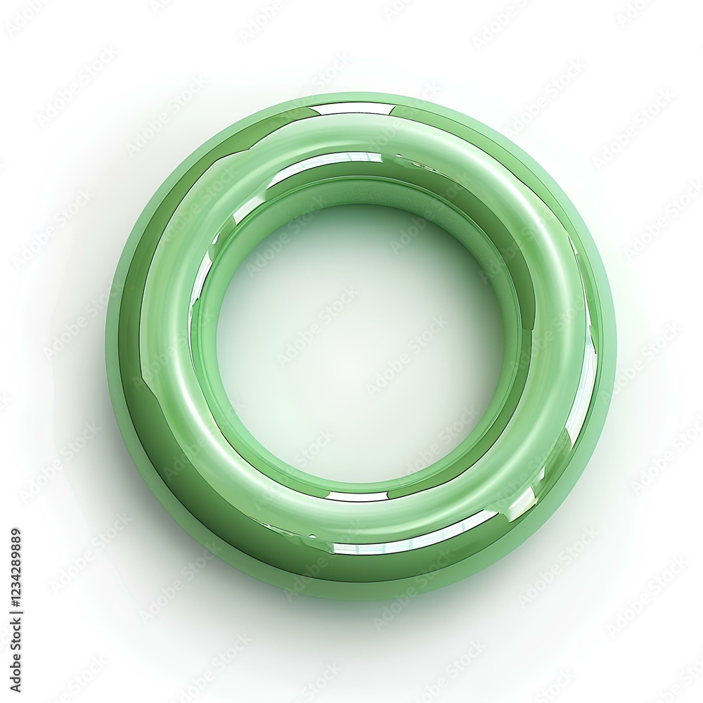 Poster glossy green circular object with smooth surface and reflected light