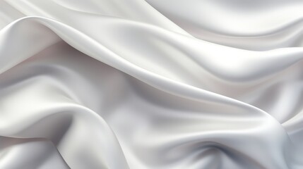 Obraz premium Soft and Flowing White Satin Fabric with Gentle Curves and Creases Reflecting Light for Elegant Textures and Backgrounds