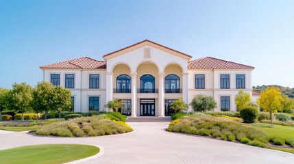 Grand Mediterranean Villa with White Stucco and Terracotta Roof