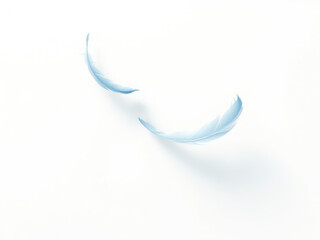 Obraz premium Soft blue feathers floating on a pale silver background with subtle brush strokes, abstract art., gentle colours