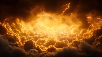 Fiery Orange Cloudscape Dramatic Golden Glow