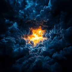 Fiery Orange Light Pierces Dark Storm