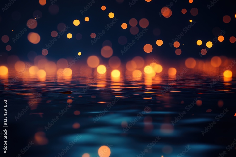 Poster shimmering bokeh lights: abstract festive background with sparkling reflections, perfect for holiday