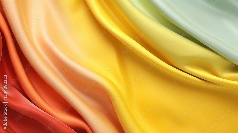 Poster soft and smooth multi-colored fabric draped elegantly in warm and cool shades for textiles or backgr