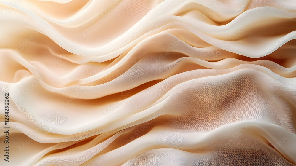 Poster wavy layers of fabric in a soft beige palette create an elegant, flowing pattern that captures the e