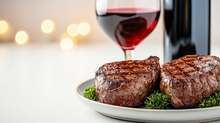 Grilled Steaks with Red Wine A Romantic Dinner Setting