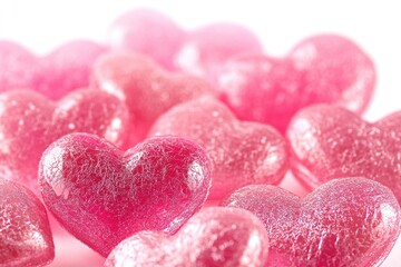 Obraz premium A close-up shot of multiple candy hearts arranged together, ideal for use in Valentine's Day or romantic-themed designs