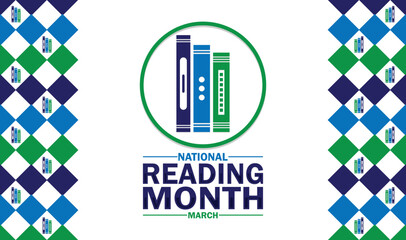 National Reading Month. March. Vector illustration. Design for banner, poster or print.