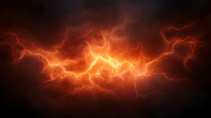 Fiery Orange Plasma Lightning Abstract Background