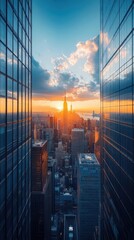 Design a dynamic cityscape symbolizing leadership, strategy, and unwavering confidence