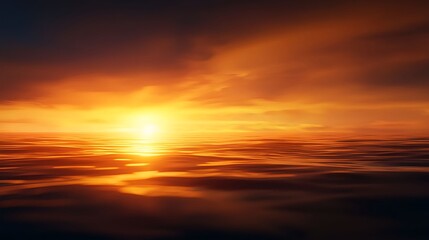 Obraz premium Fiery Orange Sunset Over Calm Ocean