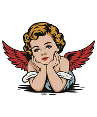 Retro Cute Cupid Illustration