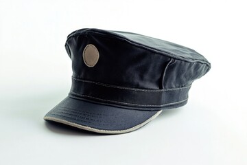 Fototapeta premium A close-up of a black hat with a distinctive leather patch