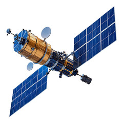 PNG Communications Satellite Against Transparent Background for Technology, Space, or Scientific Design Projects