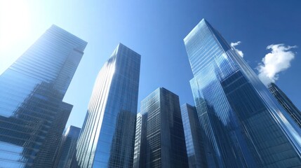 Fototapeta premium Skyward View of Modern Skyscrapers