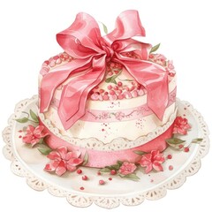 Naklejka premium Elegant floral cake illustration