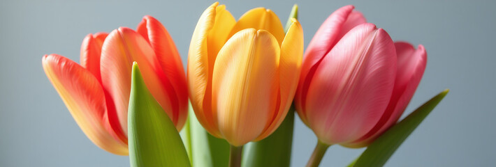 bouquet three tulips vibrant colors adds touch elegance room space