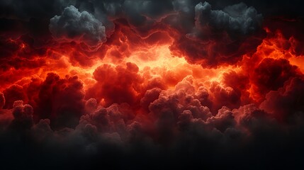 Fototapeta premium Fiery Red and Dark Storm Clouds