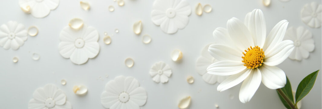 white flower set soft serene floral pattern subtle design