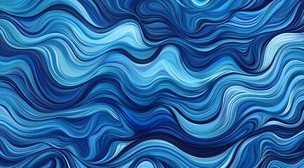 Blue background with smooth curves and wavy lines, vector illustration