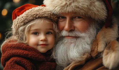 Joyful moment between Santa and a child during the holiday season