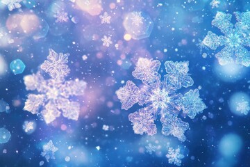 Intricate Ice Crystals Falling Gently Through Winter Air