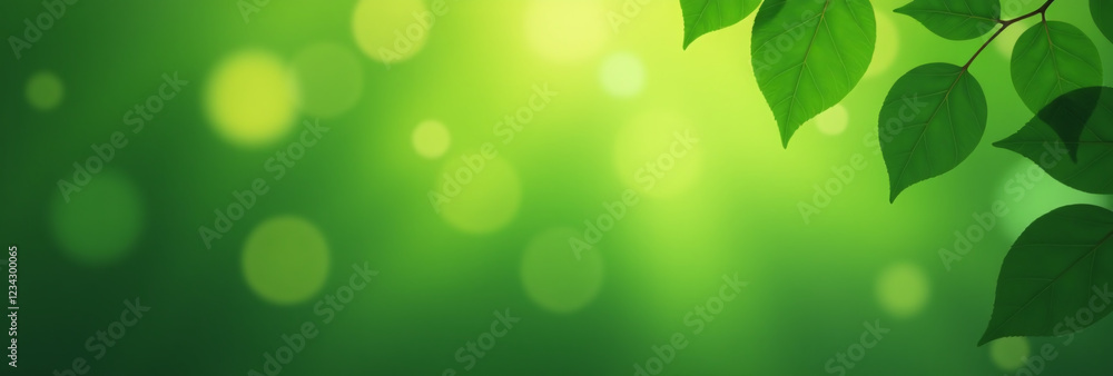 Poster blurred leaves green background create abstract designs nature scenes computer screens bokeh