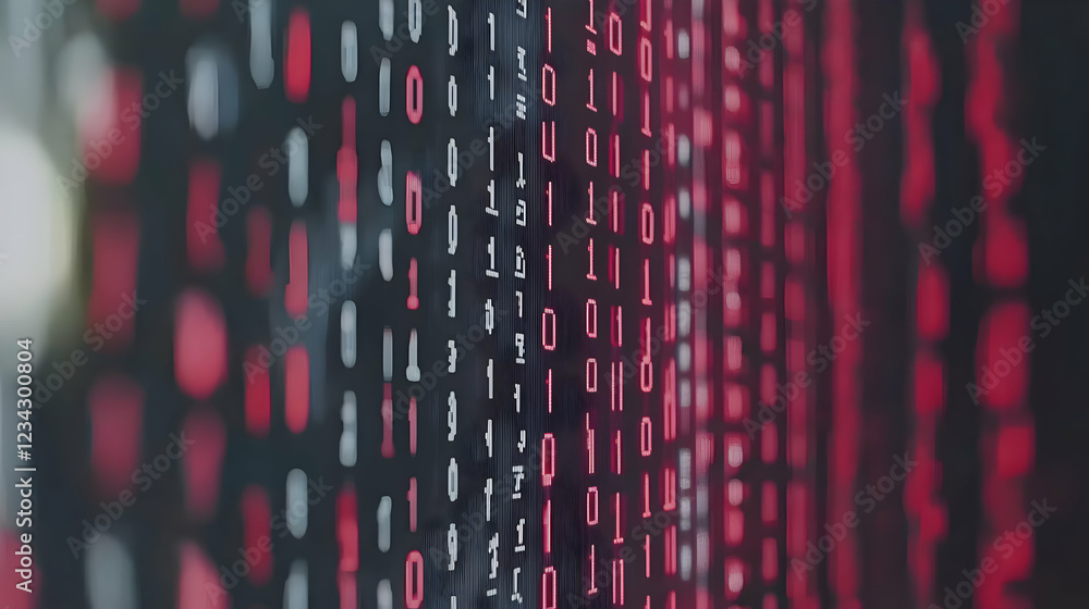 Poster binary code stream, digital data flow, abstract background, tech concept