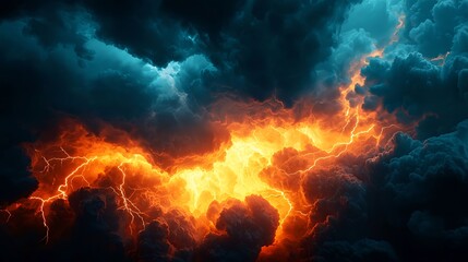 Fiery Storm Clouds Dramatic Sky