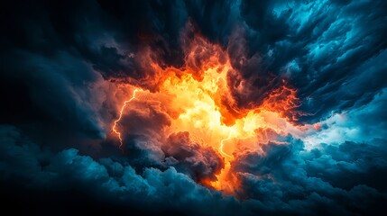 Fototapeta premium Fiery Storm Clouds Dramatic Sky