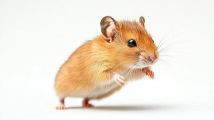 A small brown mouse stands on its hind legs, offering a glimpse of its agility and adaptability