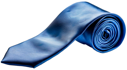 folded blue tie isolated on white background
