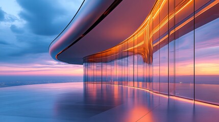 Obraz premium Breathtaking Panoramic View of an Urban City Landscape from a High Building with Skyscrapers and a Vibrant Sky Capturing the Essence of Modern Architecture and City Life at Dusk