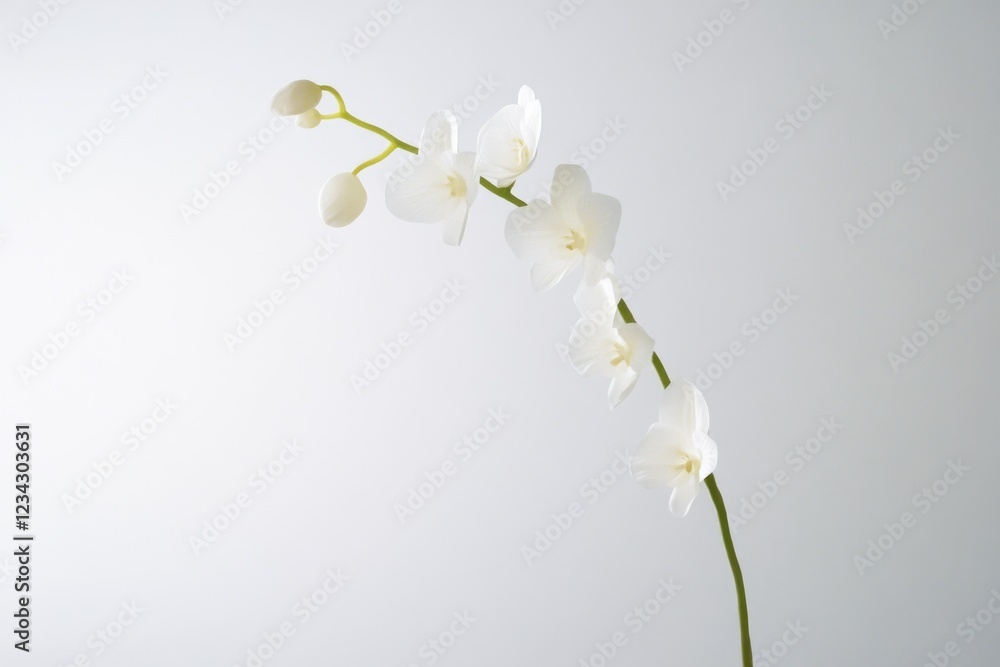 Poster a single white flower sits in a simple vase on a table, perfect for adding a touch of elegance to an