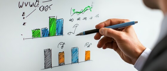 Consulting expert explaining SWOT analysis on virtual screen, strategic business planning