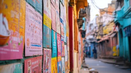 Fototapeta premium A city street with rows of storage containers and urban landscape
