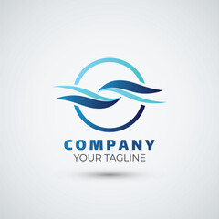 Wave water logo design icon template