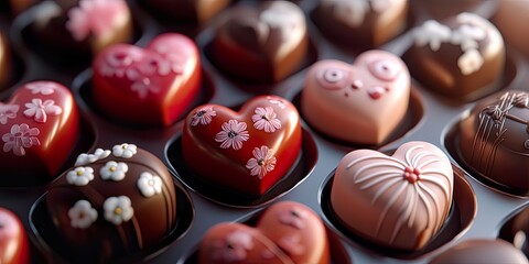 Delicious Valentines Day Chocolate Gift Set Heart Shaped Truffles and Bonbons