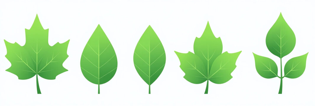 green leaves vector icon set graphic design web use highly versatile easy customize