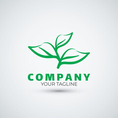 green tea leaf logo design template