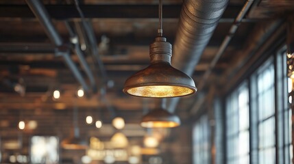 Elegant Light Fixture Hanging from Ceiling in Cozy Restaurant Creating a Warm Atmosphere Perfect for Dining with Friends and Family Enhancing the Inviting Ambiance of the Space
