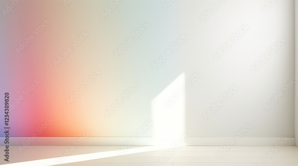 Poster modern room interior with soft color gradient and light shadow from open door, minimalism and sereni