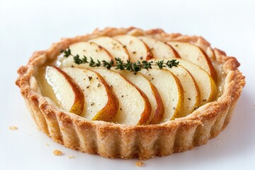 A close-up shot of a tart with sliced apples, perfect for food and baking related projects