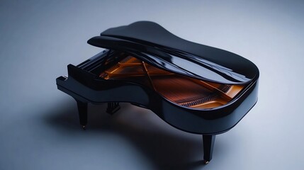 Obraz premium Elegant Black Grand Piano: A Symphony of Design and Music
