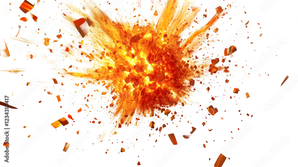 Poster Intense Fiery Explosion Abstract Dramatic Orange Flame Burst Dynamic Impact Background
