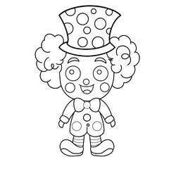 cute boy clown in the circus illustration on white background Digital