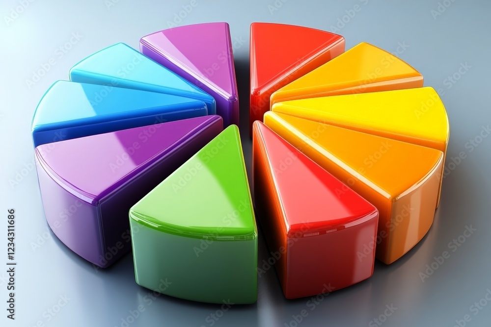 Aufkleber Colorful geometric shapes arranged in a circular pattern on a light background during daylight