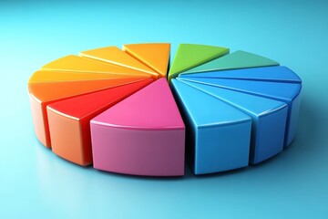 Obraz premium Colorful segmented shapes arranged in a circular pattern on a blue background