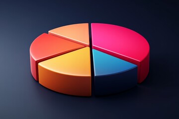 Obraz premium Colorful pie chart representing data distribution on a dark background in a modern design