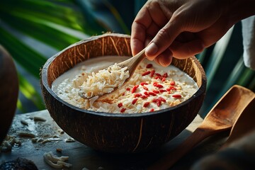 This coconut yogurt bowl with goji berries features a delicious blend of textures and flavors, perfect for a healthy snack or breakfast treat.